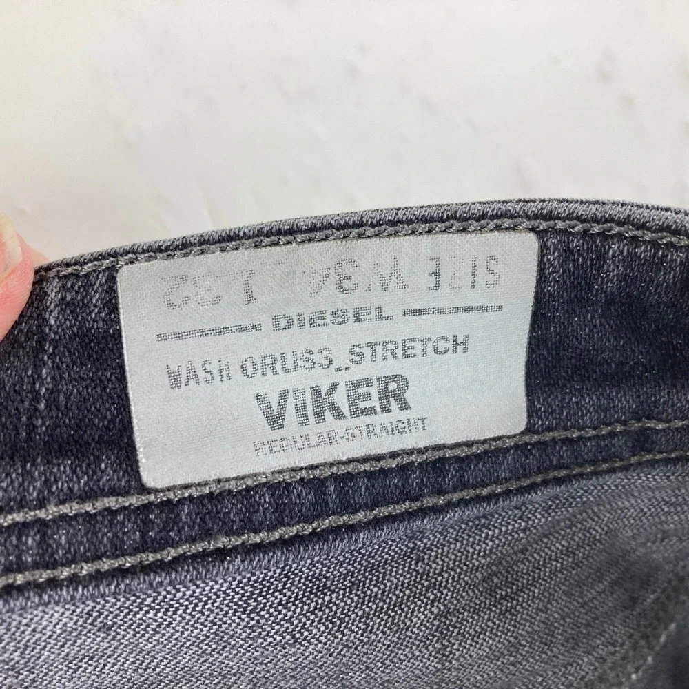Vtg Y2K Diesel Viker Straight Jeans Mens 32x32 Dark Gray Stretch Denim‎ Designer